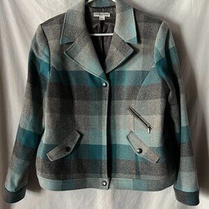 Pendleton Green Grey Virgin/Lamb Wool Jacket Pockets XL USA! Excellent Condition